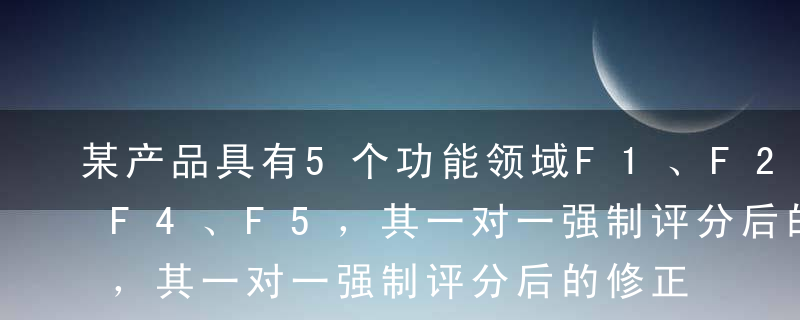 某产品具有5个功能领域F1、F2、F3、F4、F5，其一对一强制评分后的修正得分，各功能的现实成本如