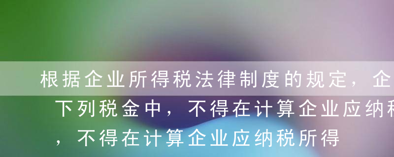 根据企业所得税法律制度的规定，企业缴纳的下列税金中，不得在计算企业应纳税所得额时扣除的是（